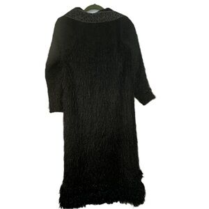 Kas New York Woman's S Black Sequin Fringe Textured Dress LBD Fancy Party Fun